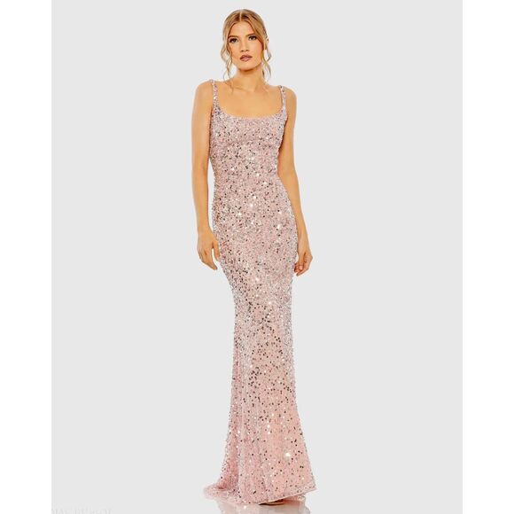 Mac Duggal Dresses & Skirts - Mac Duggal Sleeveless Sequin Slip Gown Sparkly Long Pink Formal Maxi Dress Sz 4